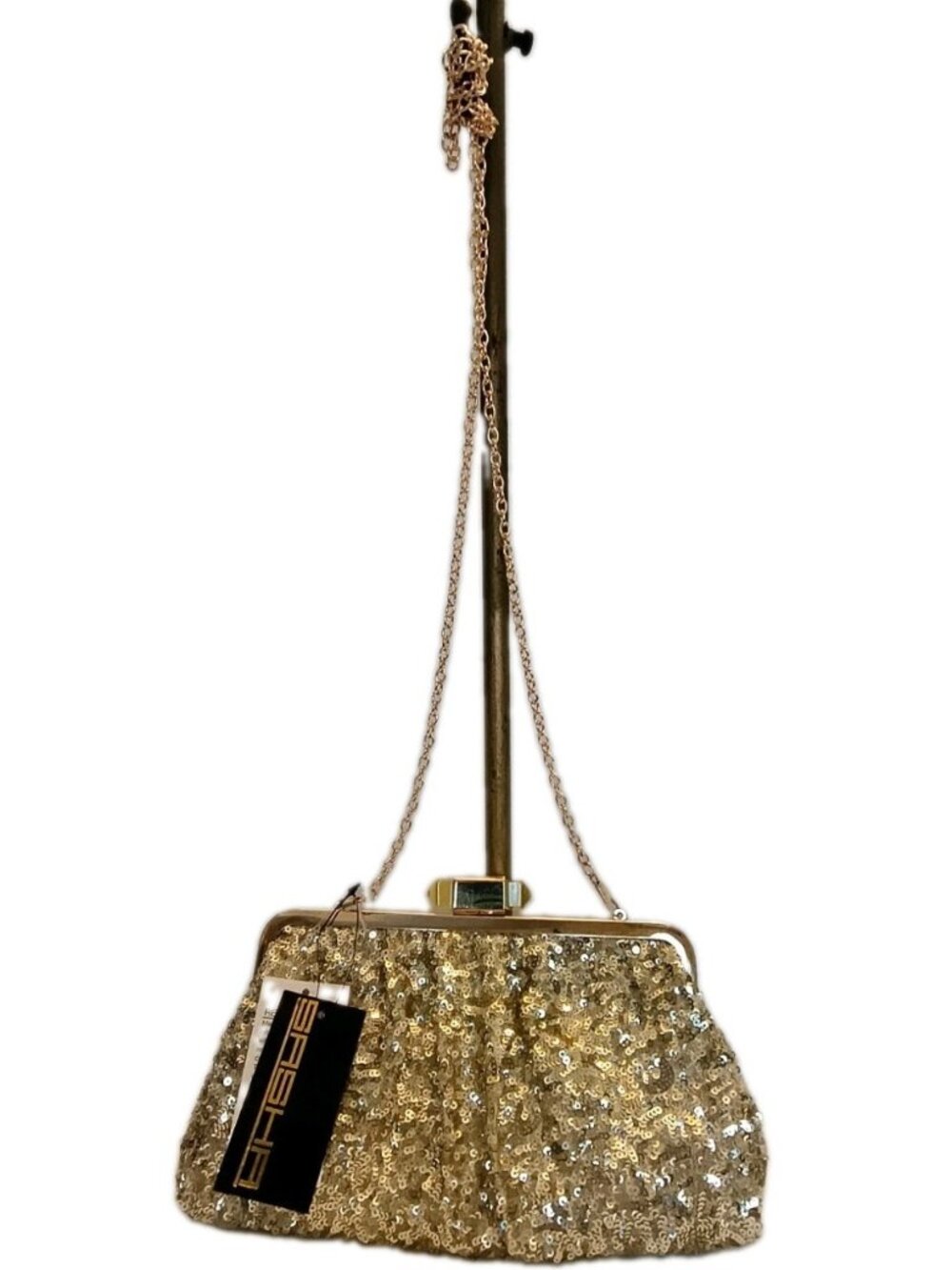 Beautiful Gold sequin evening clutch bag by Sasha New York